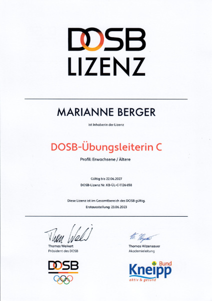 Lizenz DOSB-Übungsleiterin C - Yogastudio Nanda